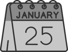 Dia 25 do janeiro linha preenchidas escala de cinza ícone vetor