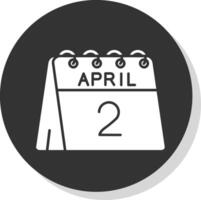 2º do abril glifo cinzento círculo ícone vetor