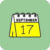 Dia 17 do setembro preenchidas amarelo ícone vetor