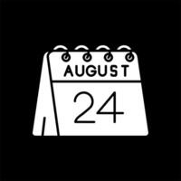 24 do agosto glifo invertido ícone vetor