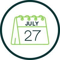 Dia 27 do Julho linha círculo ícone vetor