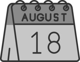 18º do agosto linha preenchidas escala de cinza ícone vetor