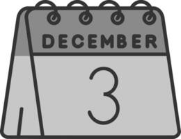 3º do dezembro linha preenchidas escala de cinza ícone vetor