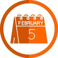 5 ª do fevereiro glifo laranja círculo ícone vetor