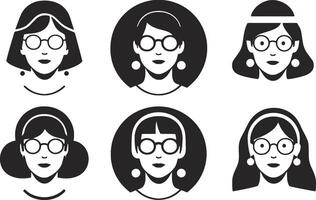 conjunto do mulheres com óculos vetor ilustração