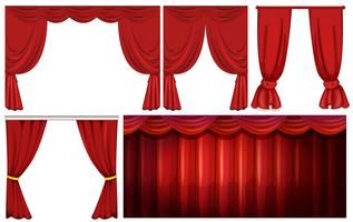 Projetos diferentes de cortina vermelha vetor