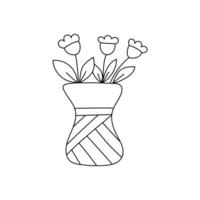 vaso com flores dentro rabisco estilo vetor