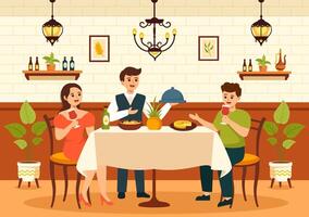 espanhol restaurante vetor ilustração com vários do Comida cardápio tradicional prato típica receita e cozinha dentro plano desenho animado fundo Projeto