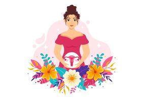 endometriose vetor ilustração com condição a endométrio cresce lado de fora a uterino parede dentro mulheres para tratamento dentro plano desenho animado fundo