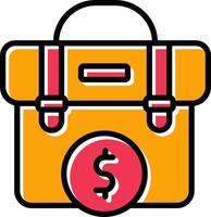 ícone de vetor de maleta de dólar