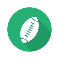 ícone de glifo sombra longa design plano bola de rugby. bola de futebol americano. ilustração da silhueta do vetor
