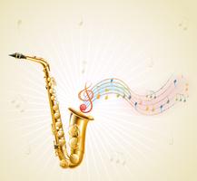 Um saxofone com notas musicais vetor