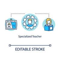 ícone do conceito de professor especializado. cuidador profissional. creche e aconselhamento. ilustração de linha fina de ideia de educação inclusiva. desenho de cor rgb de contorno isolado de vetor. curso editável vetor