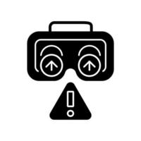 use o ícone de rótulo manual de glifo preto de proteção de lentes. cobrir lentes de fone de ouvido vr com protetor. símbolo da silhueta no espaço em branco. ilustração vetorial isolada para instruções de uso do produto vetor