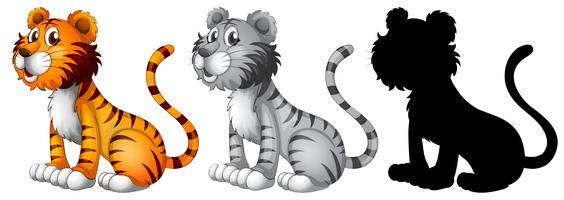 Conjunto de caracteres de tigre vetor