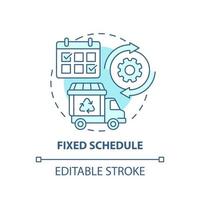 ícone de conceito azul de programação fixa. gestão de resíduos ilustração de linha fina ideia abstrata. calendário de coleta de lixo. coleta e descarte. desenho de cor de contorno isolado vetor. curso editável vetor