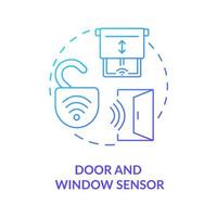 ícone de conceito gradiente azul de sensor de porta e janela. sensor de segurança sistema ideia abstrata ilustração de linha fina. o dispositivo monitora se a porta está aberta, fechada. desenho de cor de contorno isolado vetor. vetor