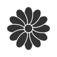 ícone de glifo de cabeça de camomila. símbolo da silhueta. espaço negativo. ilustração isolada do vetor