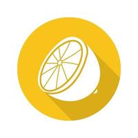 ícone de glifo de sombra longa de design plano de limão. ilustração da silhueta do vetor
