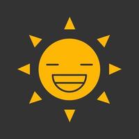 rindo sol sorriso ícone de cor de glifo. bom humor. rosto de sol feliz com um sorriso. símbolo de silhueta em fundo preto. espaço negativo. ilustração vetorial vetor