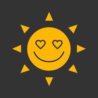 no amor sol sorriso ícone de cor de glifo. bom humor romântico. símbolo da silhueta do emoticon em fundo preto. espaço negativo. ilustração vetorial vetor