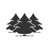 ícone de glifo de floresta de abeto. símbolo da silhueta florestal. abetos vermelhos. árvores de Natal. espaço negativo. ilustração isolada do vetor