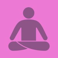 ícone de cor de glifo de posição de ioga. símbolo da silhueta. espaço negativo. ilustração isolada do vetor