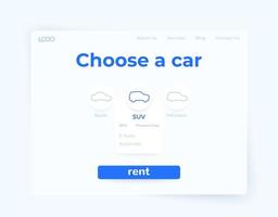 serviço de aluguel de carros, design de página da web vetor