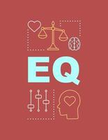 banner de conceitos de palavra eq. inteligencia emocional. capacidade de controlar os sentimentos. apresentação, site. isolado rotulação ideia de tipografia, ícones lineares. gerenciamento de emoções. ilustração de contorno vetorial vetor