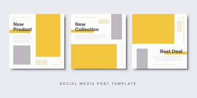 mídia social postar modelo de coleção de moda. bandeira de venda quadrada amarela, folheto, panfleto, design. conceito de forma geométrica minimalista. vetor