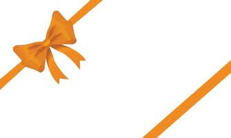 laranja azul arco realista brilhante cetim e fita Lugar, colocar em canto do papel com sombra para decorar seu Casamento cartão, site ou presente cartão, vetor eps10 isolado em branco fundo.