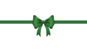verde arco e horizontal fita realista brilhante cetim com sombra para decorar seu Natal cartão ou local na rede Internet vetor eps10 isolado em branco fundo.