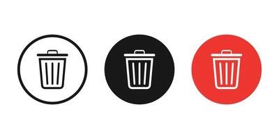 Lixo pode ícone vetor. reciclar bin placa símbolo. excluir símbolos. vetor