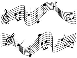 Notas musicais em duas escalas vetor