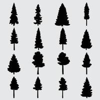 simplicidade pinheiro silhueta à mão livre desenho coleção de design. vetor