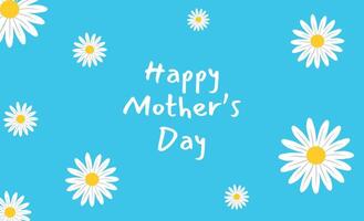 feliz mãe dia cartão com branco margarida flores em azul fundo vetor