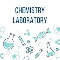 química tema fundo ilustração com frascos, teste tubos e químico elementos para química laboratório vetor