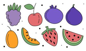 fruta desenho animado grande conjunto coleção vetor