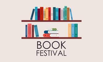 estante de livros conceito ilustração para livro festival e justo vetor