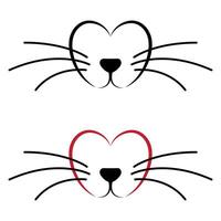 vetor gato silhueta coração conjunto