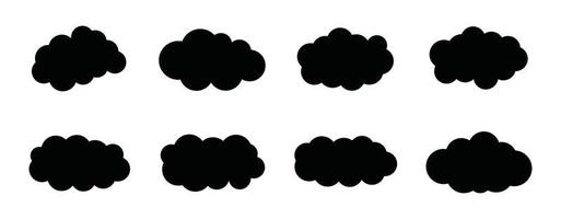conjunto de ícones de nuvem, conjunto de vetores de nuvem, conjunto de clipart de nuvem conjunto de ícones pretos