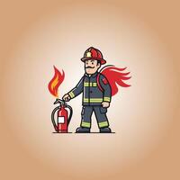 logotipo bombeiro personagem ilustração vetor