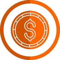dólar moeda glifo laranja círculo ícone vetor