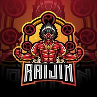 design do logotipo do mascote raijin esport vetor