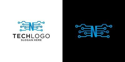 modelo de design de tecnologia de logotipo n vetor