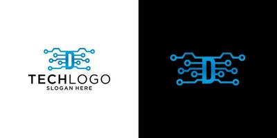 d modelo de design de tecnologia de logotipo vetor