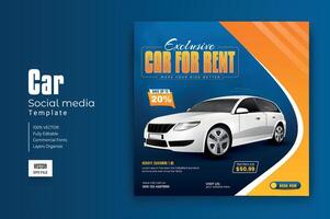 carro aluguel promoção social meios de comunicação postar bandeira modelo vetor