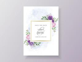 modelo de cartão de convite de casamento floral lindo e romântico vetor