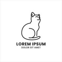 simples, elegante, moderno, e lindo monoline estilo animal logotipo modelo para seu criativo projeto. sentado gato logotipo vetor