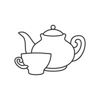 chaleira linha ícone, cozinha e bule de chá, chaleira vetor ícone.